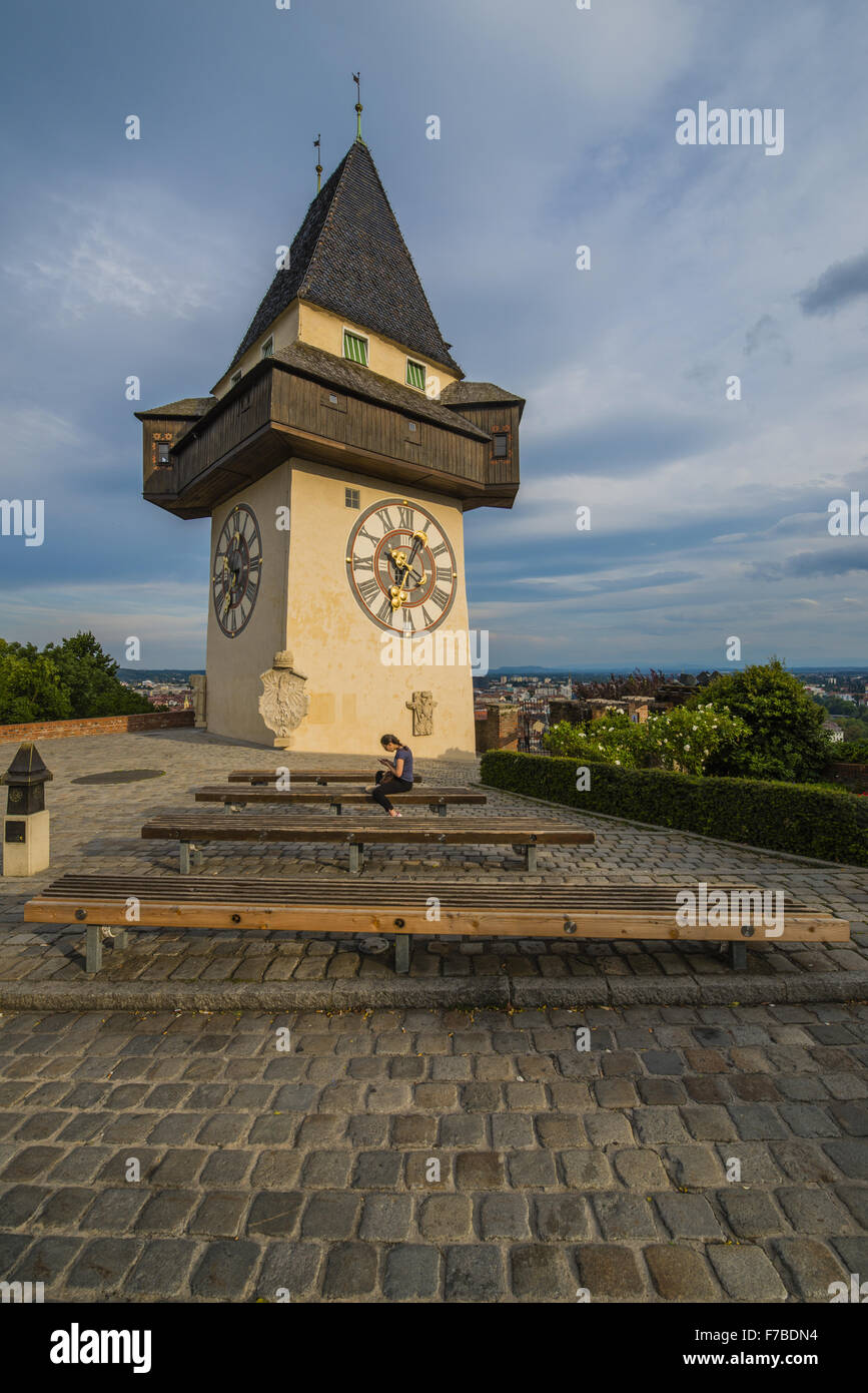 Graz, building Uhrturm, clock tower, Austria, Styria Stock Photo Alamy
