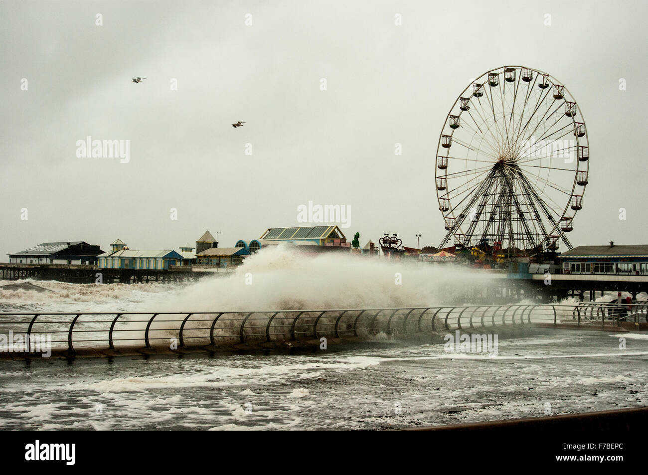 Blackpool UK 28th November 2015; Weather news. With a yellow warning ...