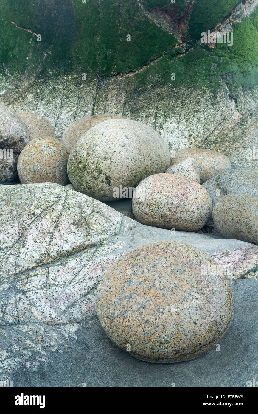 Round Boulders on a beach, Cornwall Stock Photo - Alamy