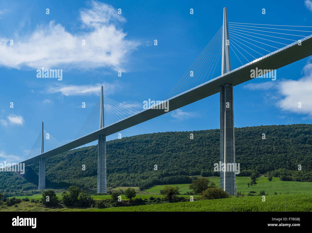 Viadukt von Millau, Viaduc de Millau, Michel Virlogeux, Norman Foster, France, Midi-Pyrenees, Millau Stock Photo