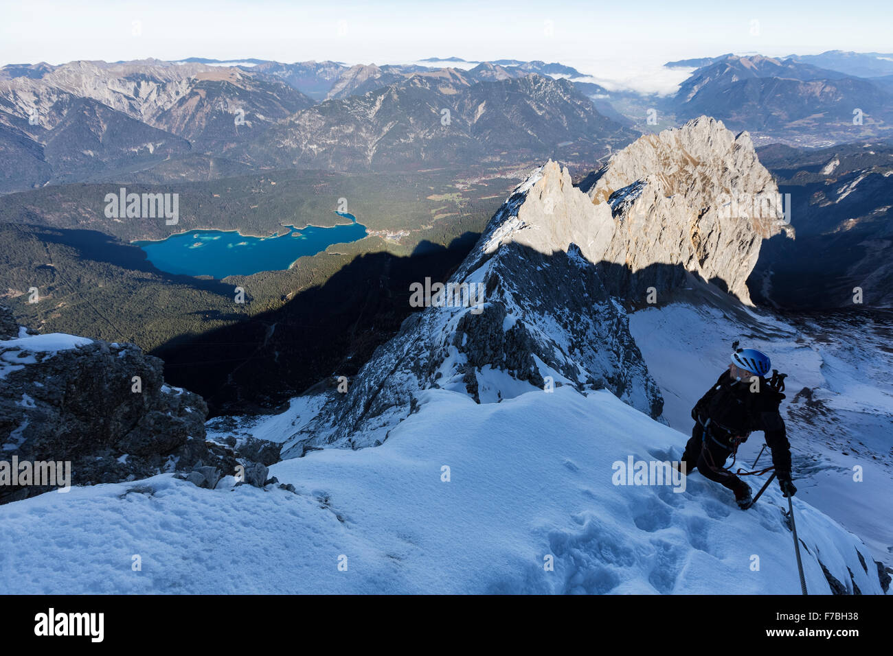 Almost at the summit of Zugspitze mountain, Garmisch-Partenkirchen, Germany, Alps, Europe, EU Stock Photo