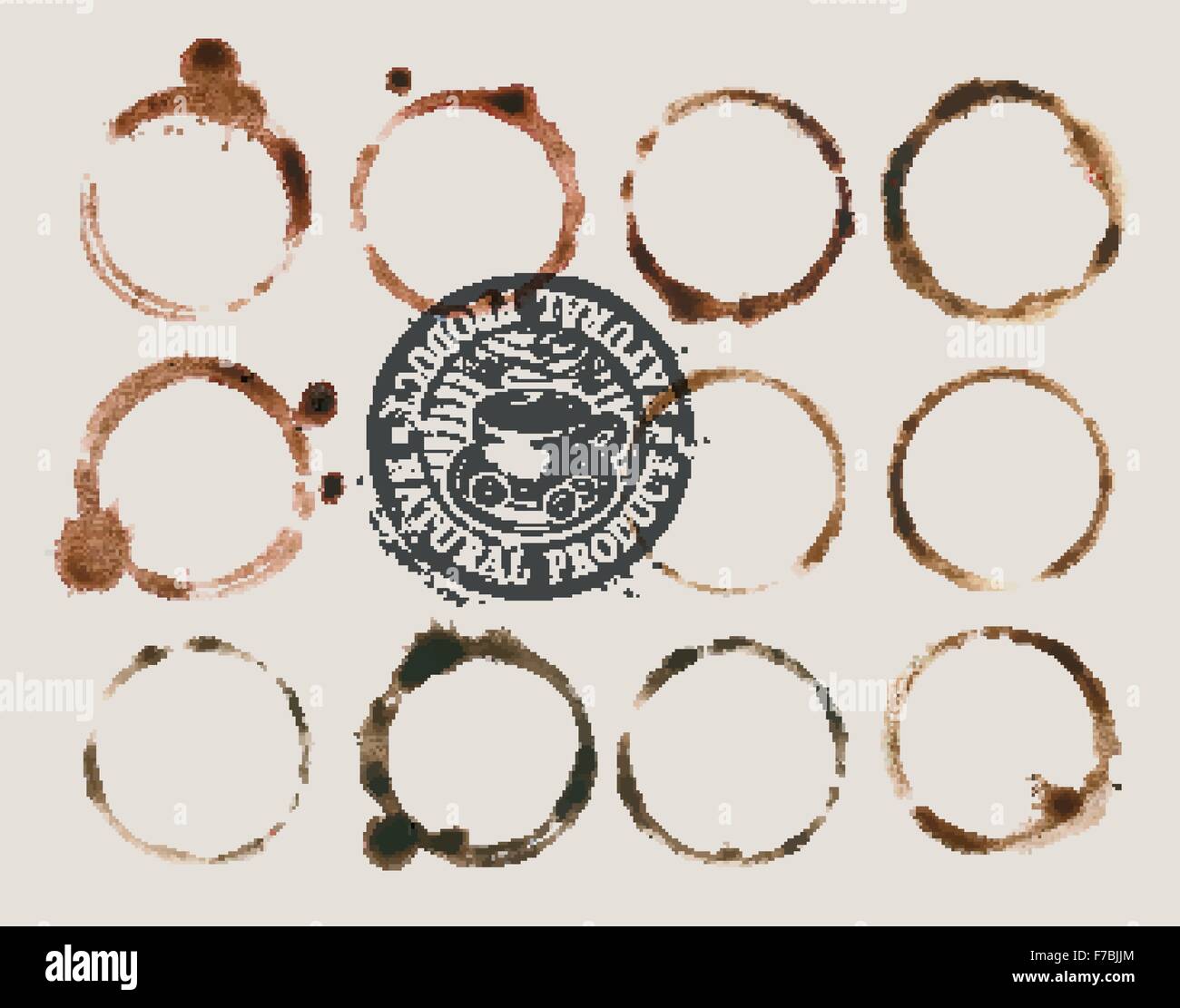 coffee stains isolated on a light background. vector illustration Stock Vector