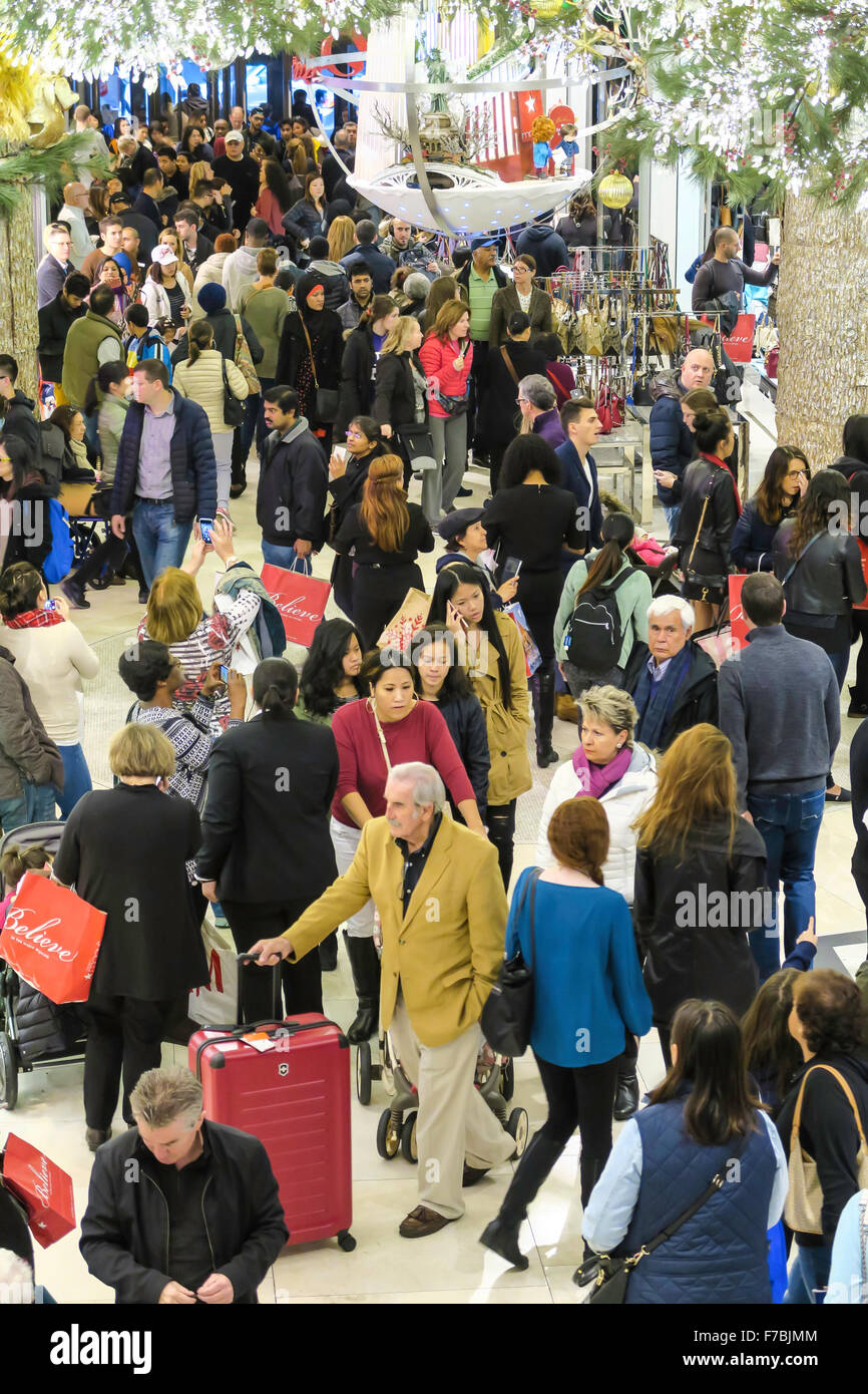 Crowds Shopping at Macy's Flagship Department Store in Herald Square on Black Friday, NYC Stock Photo