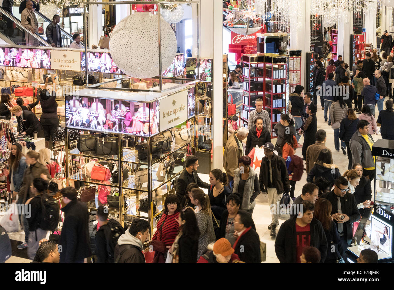 Crowds Shopping at Macy's Flagship Department Store in Herald Square on Black Friday, NYC Stock Photo