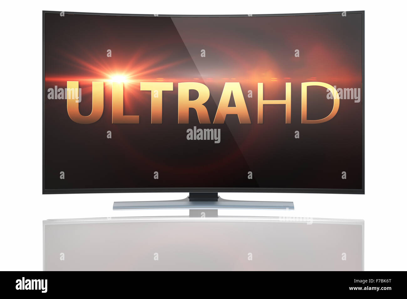 Ultra HD Smart Tv with Curved screen on white background Stock Photo