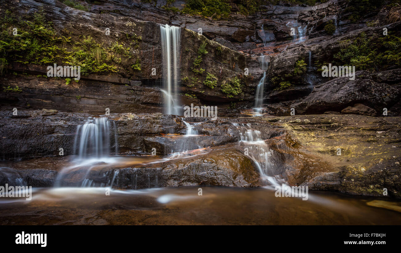 Lower Wentworth Falls in the Blue Montains National Park , Australia Stock Photo