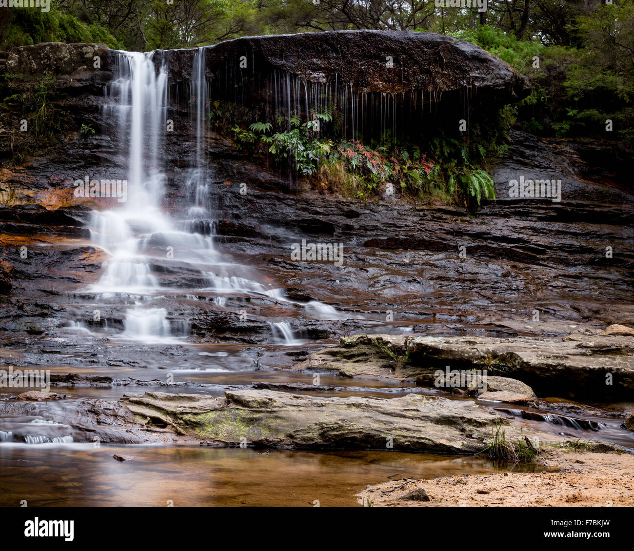 Weeping falls which is situated in the uppoer Wentworth Falls, Blue Mountains, NSW, Australia Stock Photo