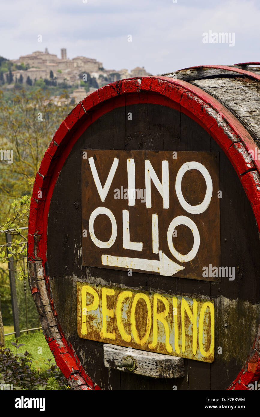 Vino, Olio, Pecorino, Montepulciano, Tuscany, Italy Stock Photo