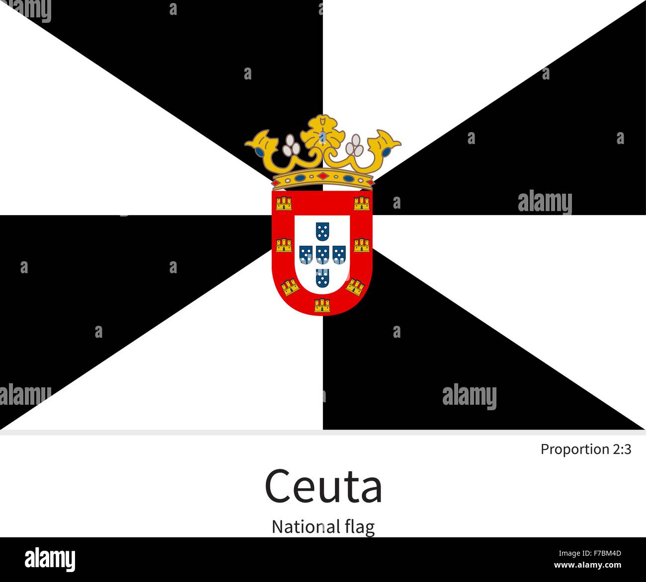National flag of Ceuta with correct proportions, element ...