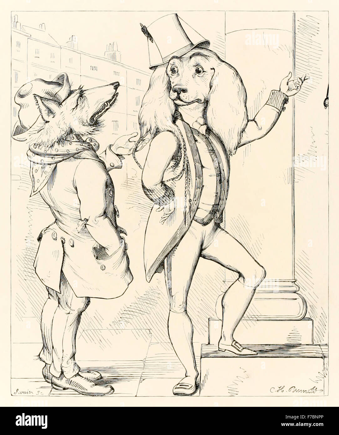 'The Dog and the Wolf' from 'The Fables of Aesop and Others Translated Into Human Nature