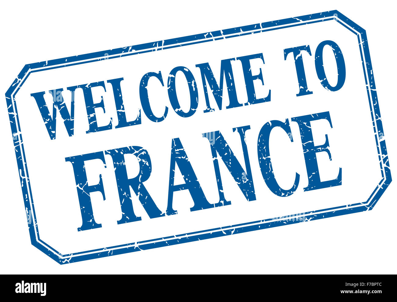 France - welcome blue vintage isolated label Stock Photo - Alamy