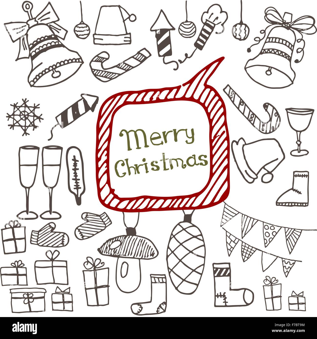 Christmas set icons Doodle Stock Vector Image & Art - Alamy
