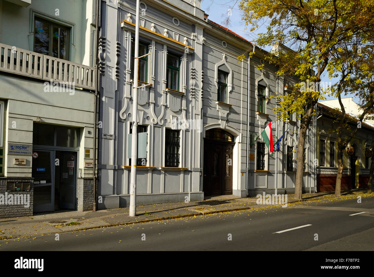 Kecskemet city Hungary autumn colors building facades inner city Stock Photo