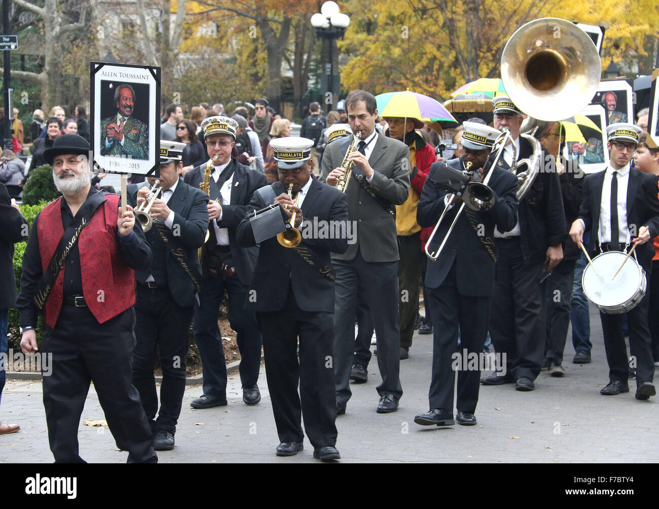 New York, USA. 28th Nov, 2015. New Orleans style funeral procession for