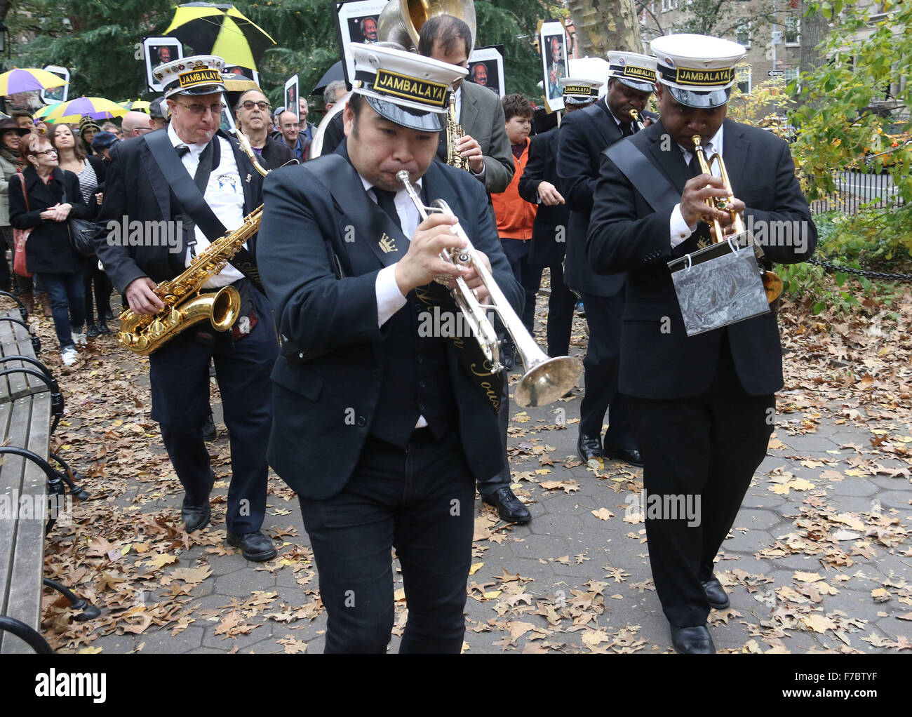 New York, USA. 28th Nov, 2015. New Orleans style funeral procession for