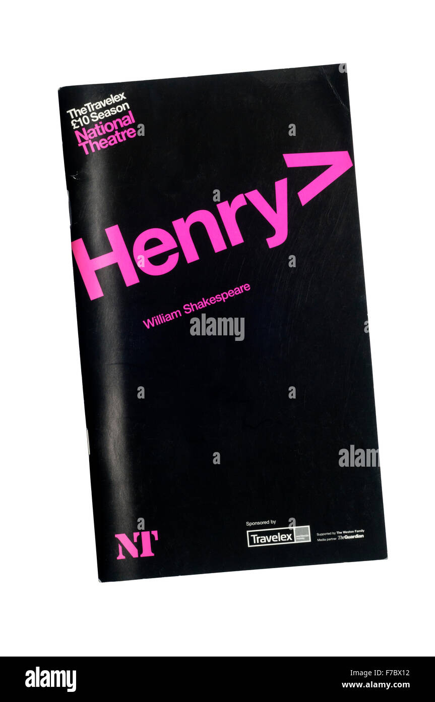 Programme for 2003 production of Henry V by William Shakespeare at the Olivier Theatre. Part of Travelex Season. Stock Photo