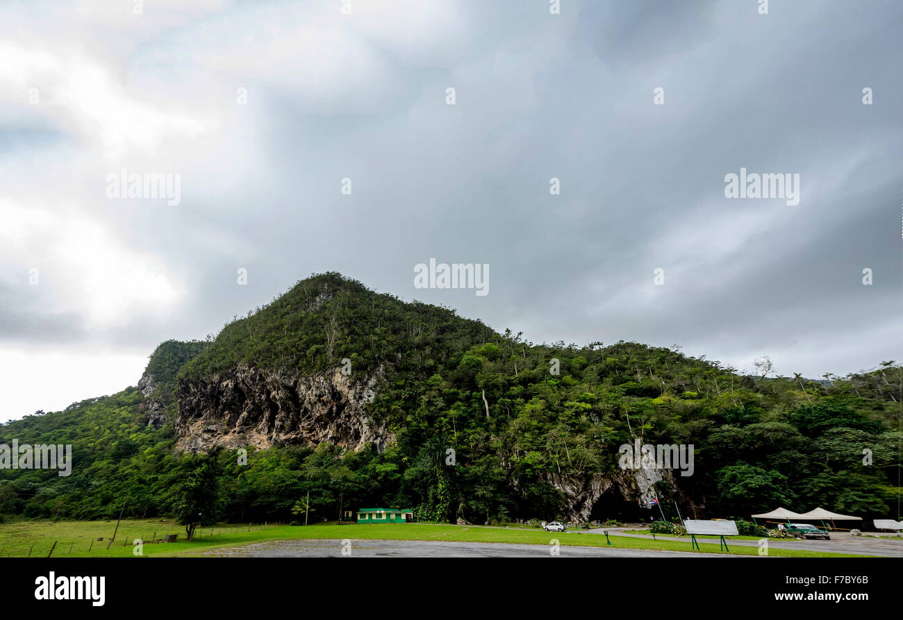 Karst mountain in the Vinales Valley, Vinales, Cuba, Pinar del Rio, Cuba, North America Stock Photo