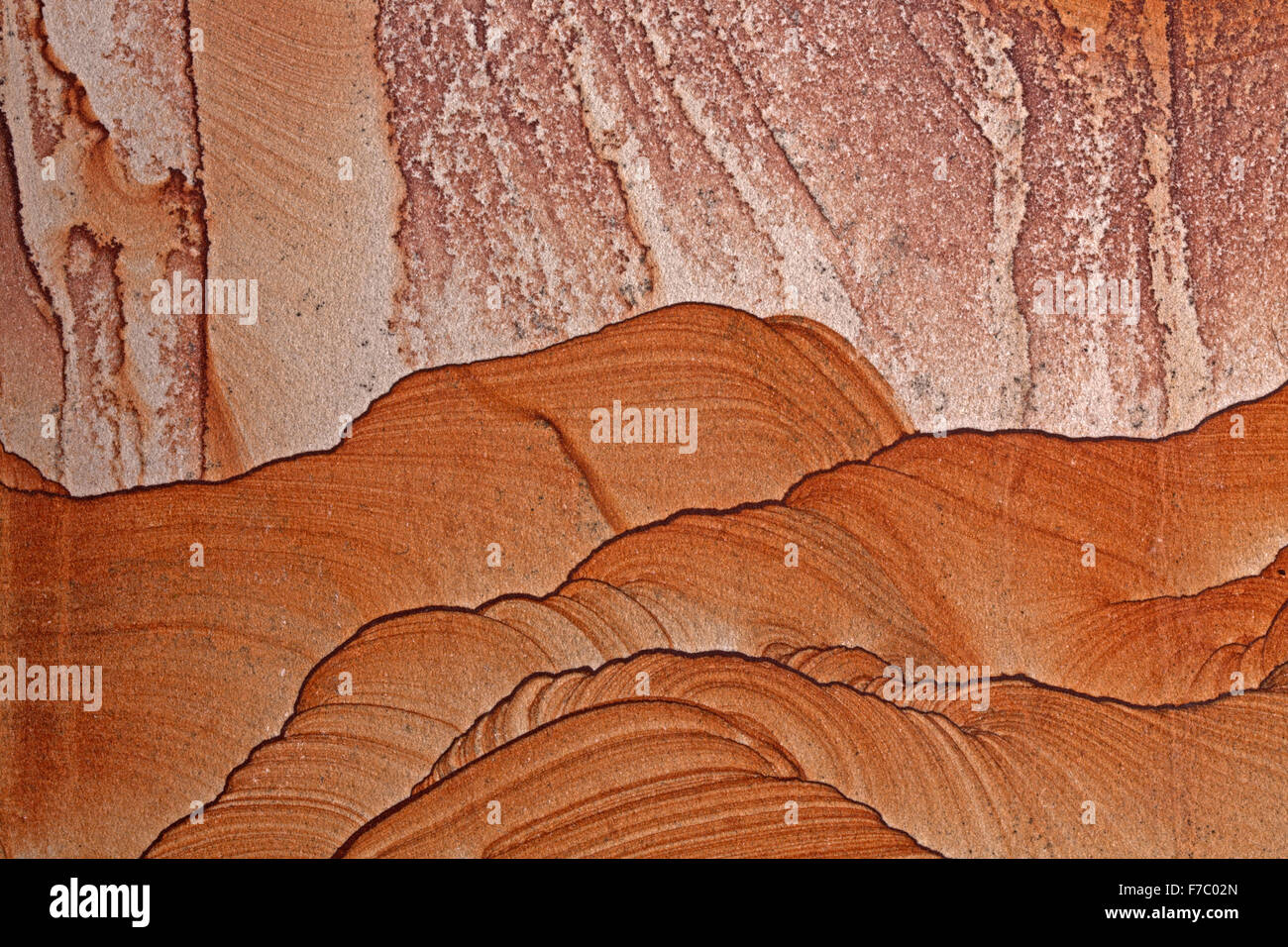Picture sandstone, Utah,  part of the Shinarump Formation, laid down 180 million to 220 million years ago by water and wind; a b Stock Photo
