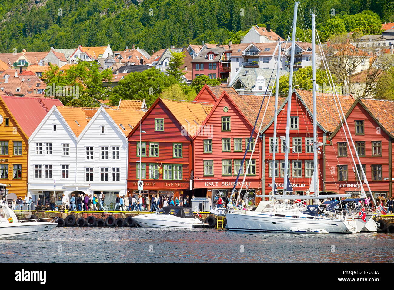 Wooden warehouses, Bryggen, Bergen, Norway Stock Photo