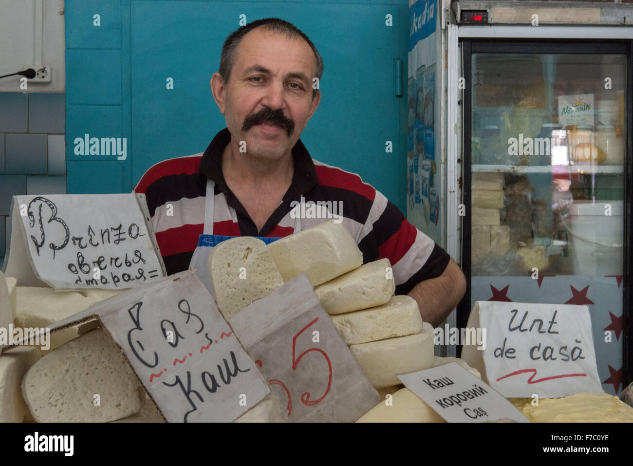 Man Selling Cheese, Piata Centrala Market, Chisinau Stock Photo Alamy