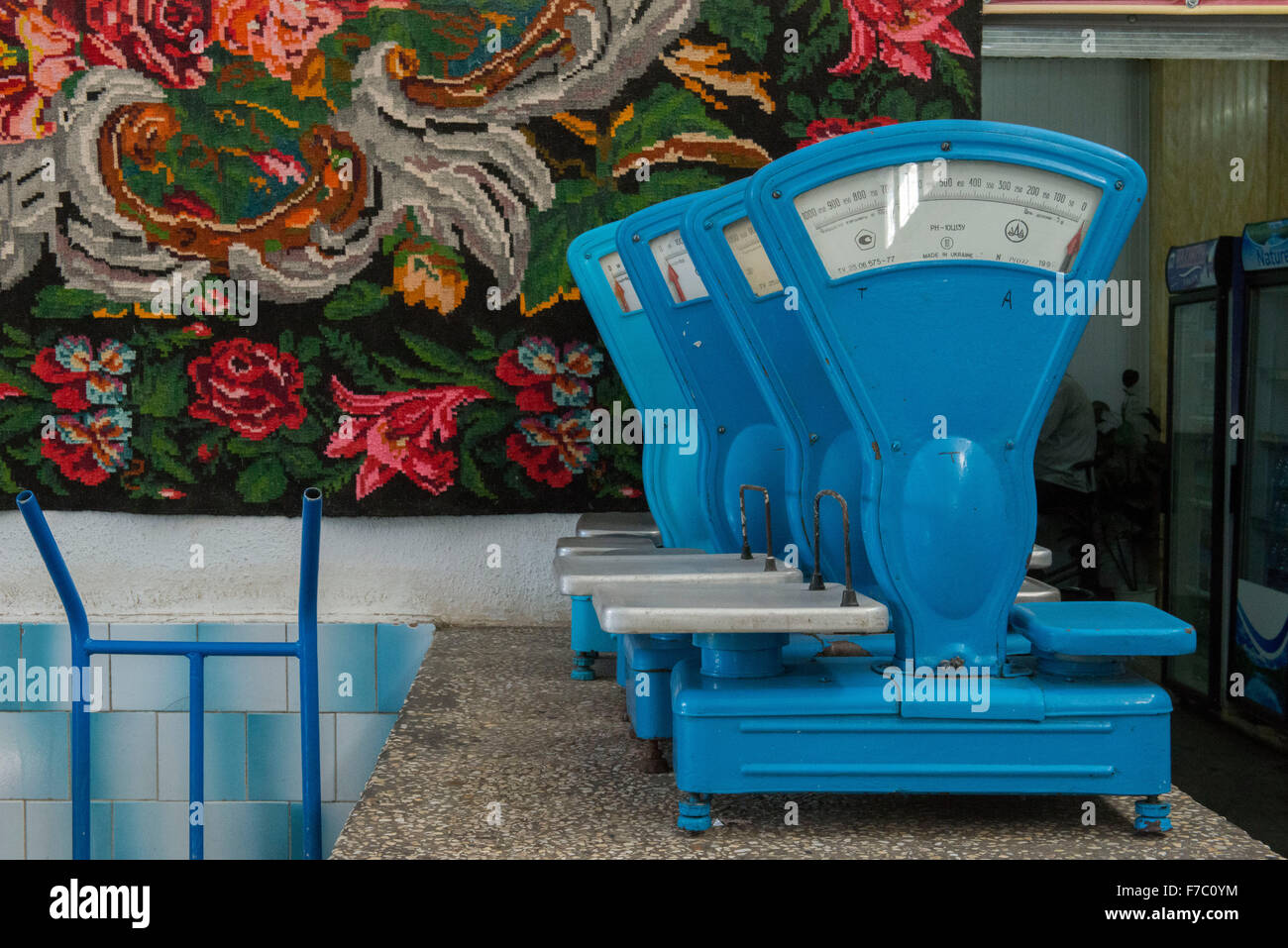 Blue Scales, Piata Centrala Market, Chisinau Stock Photo Alamy