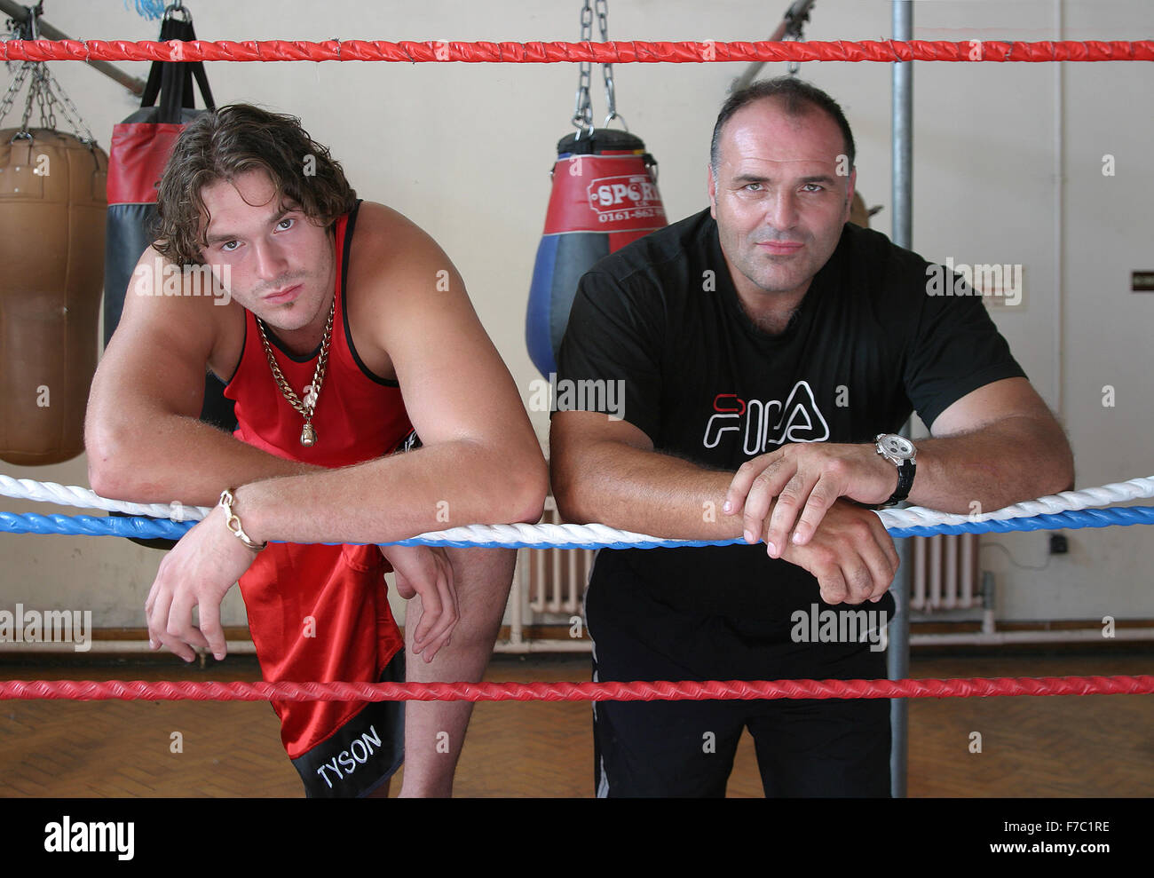 Tyson Fury training with father John Fury in Wythenshawe in 2006 Stock