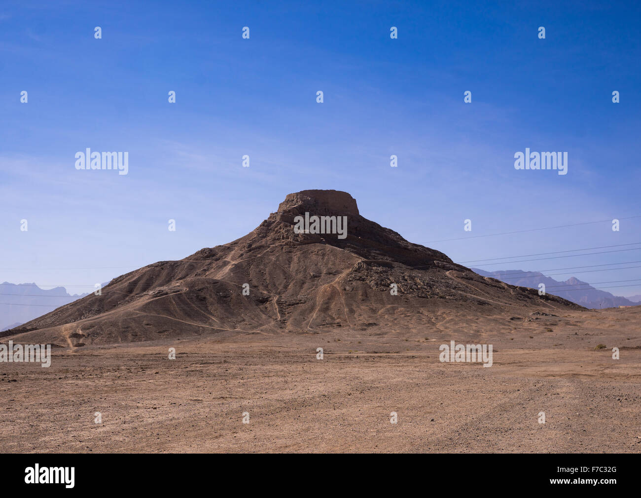 Tower Of Silence Where Zoroastrians Brought Their Dead And Vultures Would Consume The Corpses, Yazd Province, Yazd, Iran Stock Photo