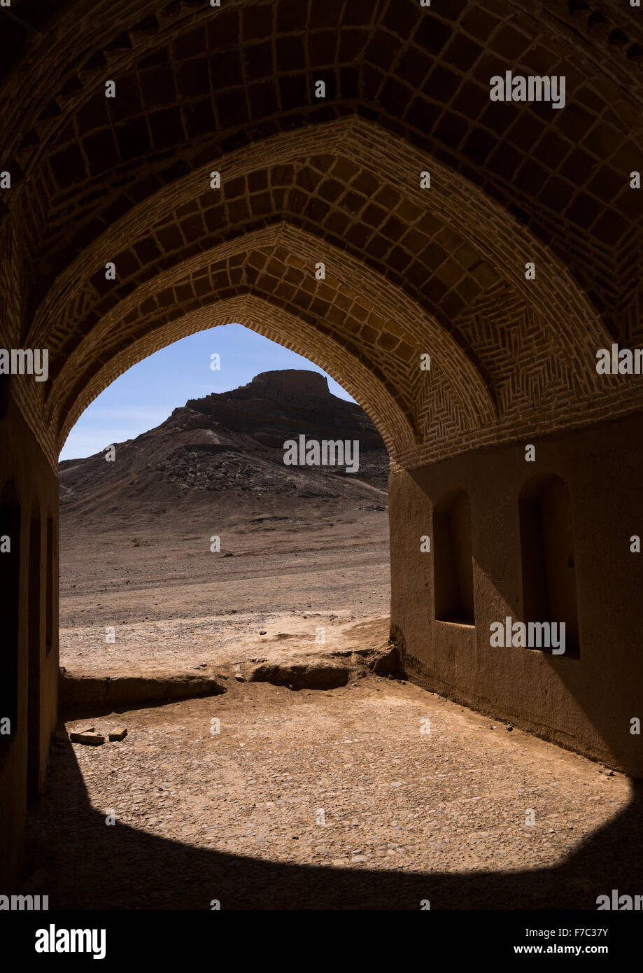 Tower Of Silence Where Zoroastrians Brought Their Dead And Vultures Would Consume The Corpses, Yazd Province, Yazd, Iran Stock Photo