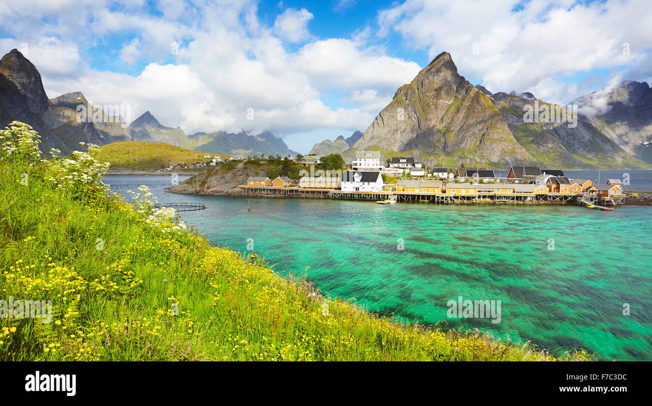 Lofoten Islands, spring landscape, Moskenes, Norway Stock Photo