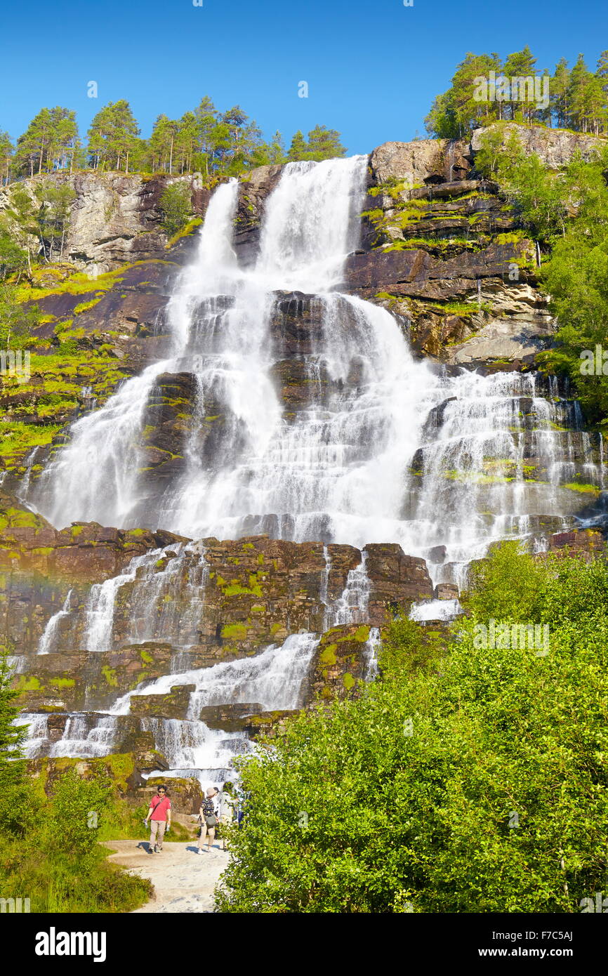 Tvindefossen waterfall, Hordaland, Norway Stock Photo