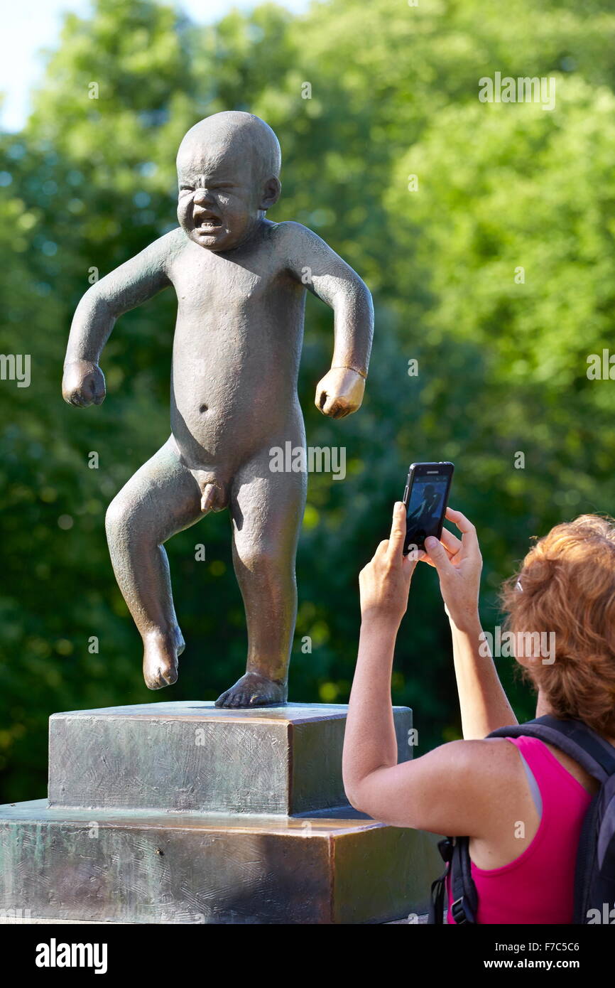 Little Angry Boy, Vigeland Sculpture Park, Vigelandsparken, Oslo, Norway Stock Photo