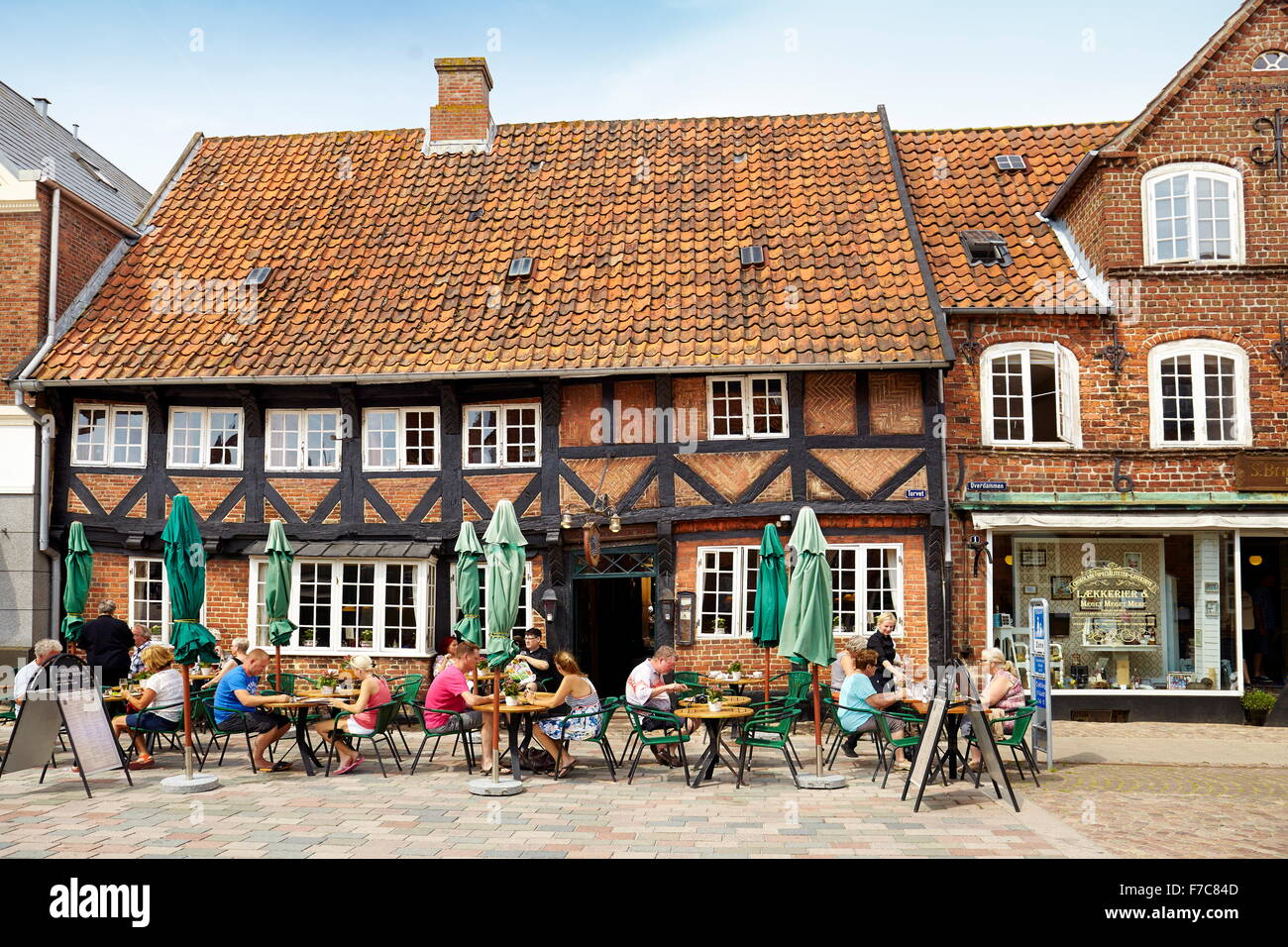 Half-timbered house, Old Town, Ribe, Denmark Stock Photo