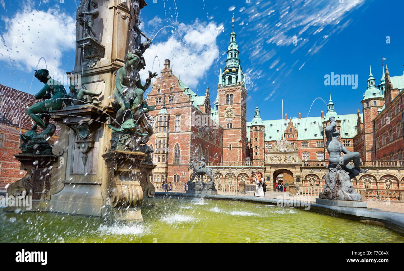 Neptune Fountain at Frederiksborg Palace, Hillerad, Denmark Stock Photo