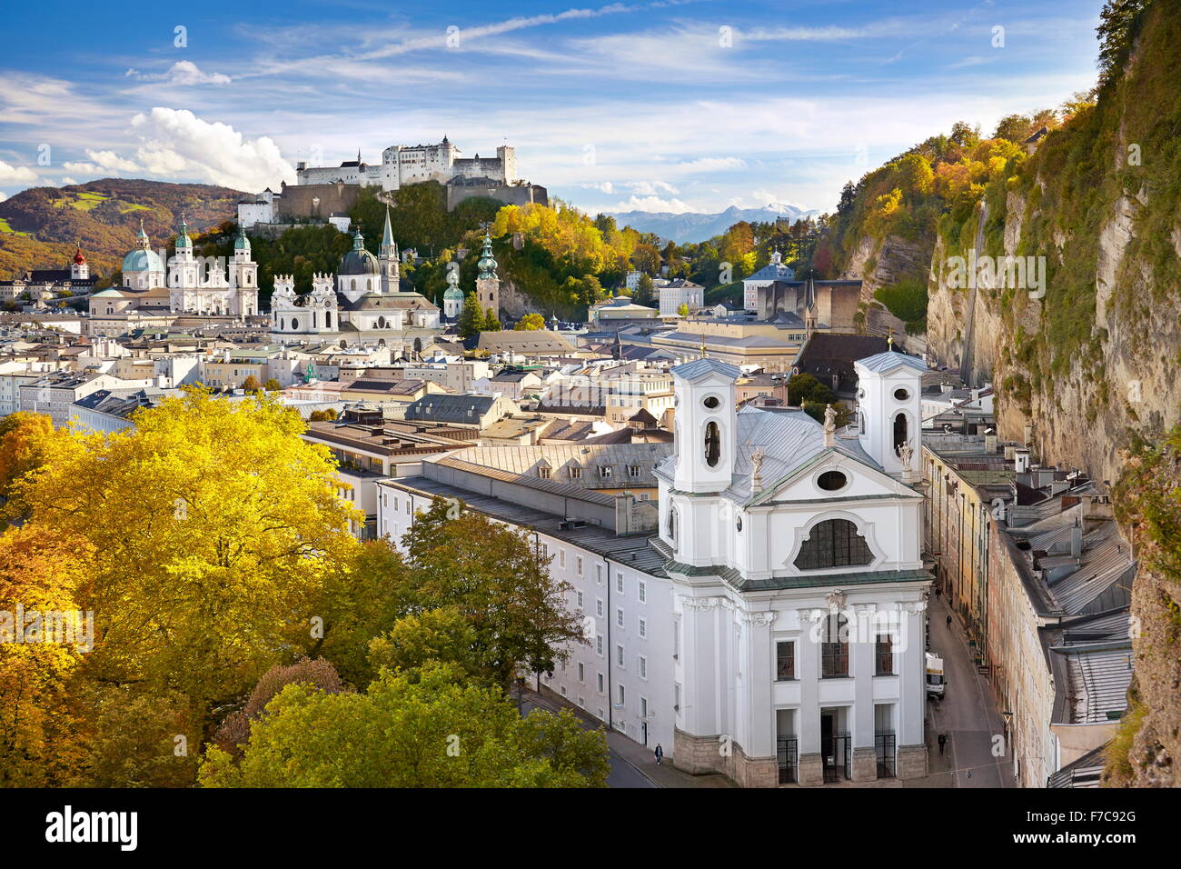 Aerial view of Salzburg Old Town, Austria Stock Photo