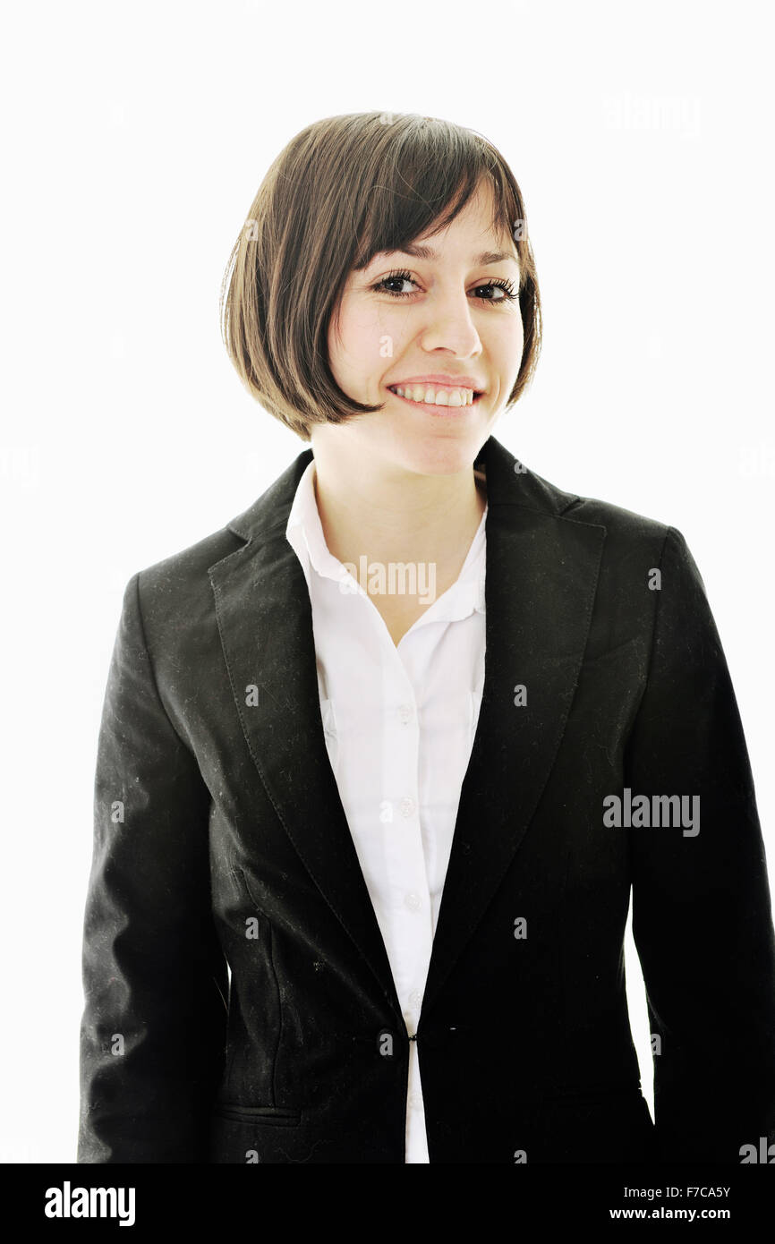 happy young business woman isolated on white Stock Photo - Alamy