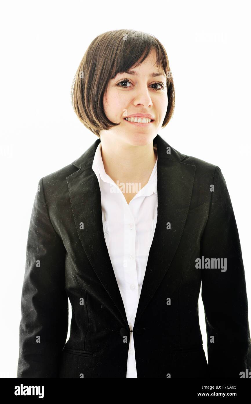 happy young business woman isolated on white Stock Photo - Alamy