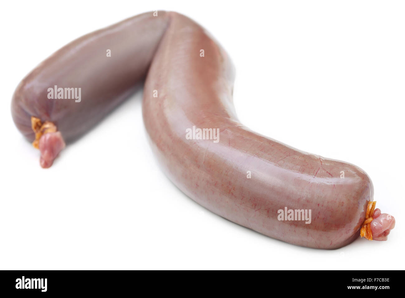 Raw sausage over white background Stock Photo