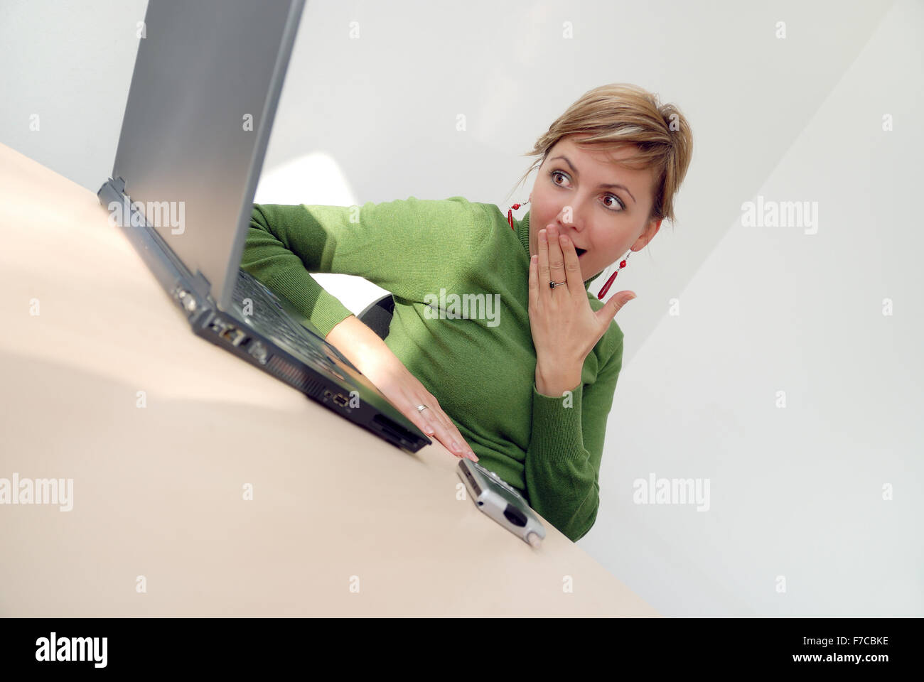 girl with laptop isolated Stock Photo - Alamy
