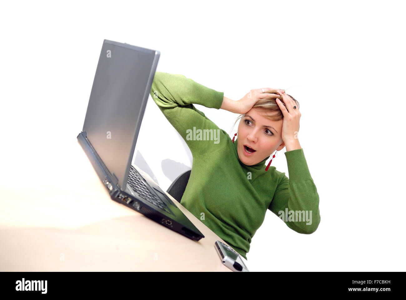 girl with laptop isolated Stock Photo - Alamy