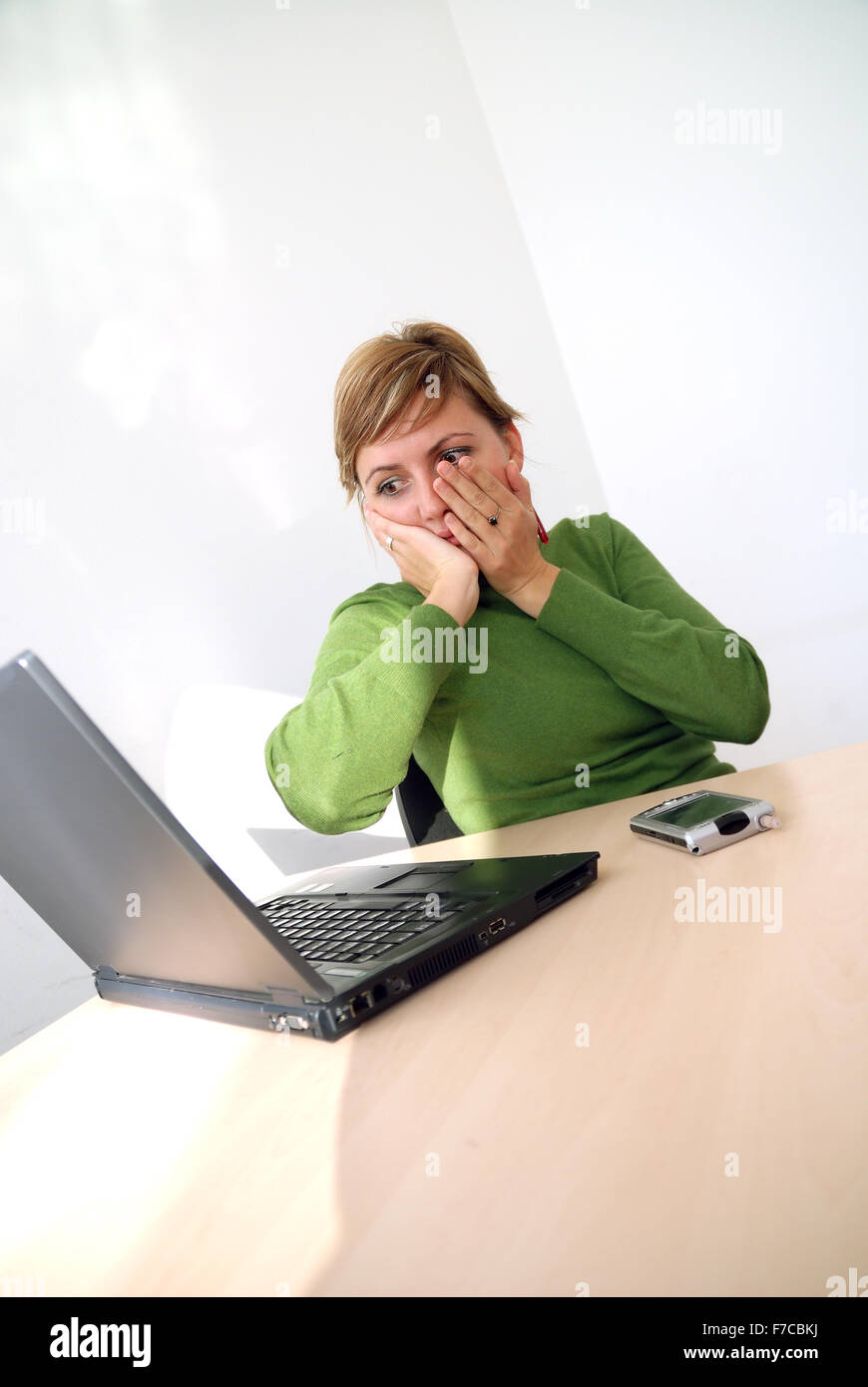 girl with laptop isolated Stock Photo - Alamy