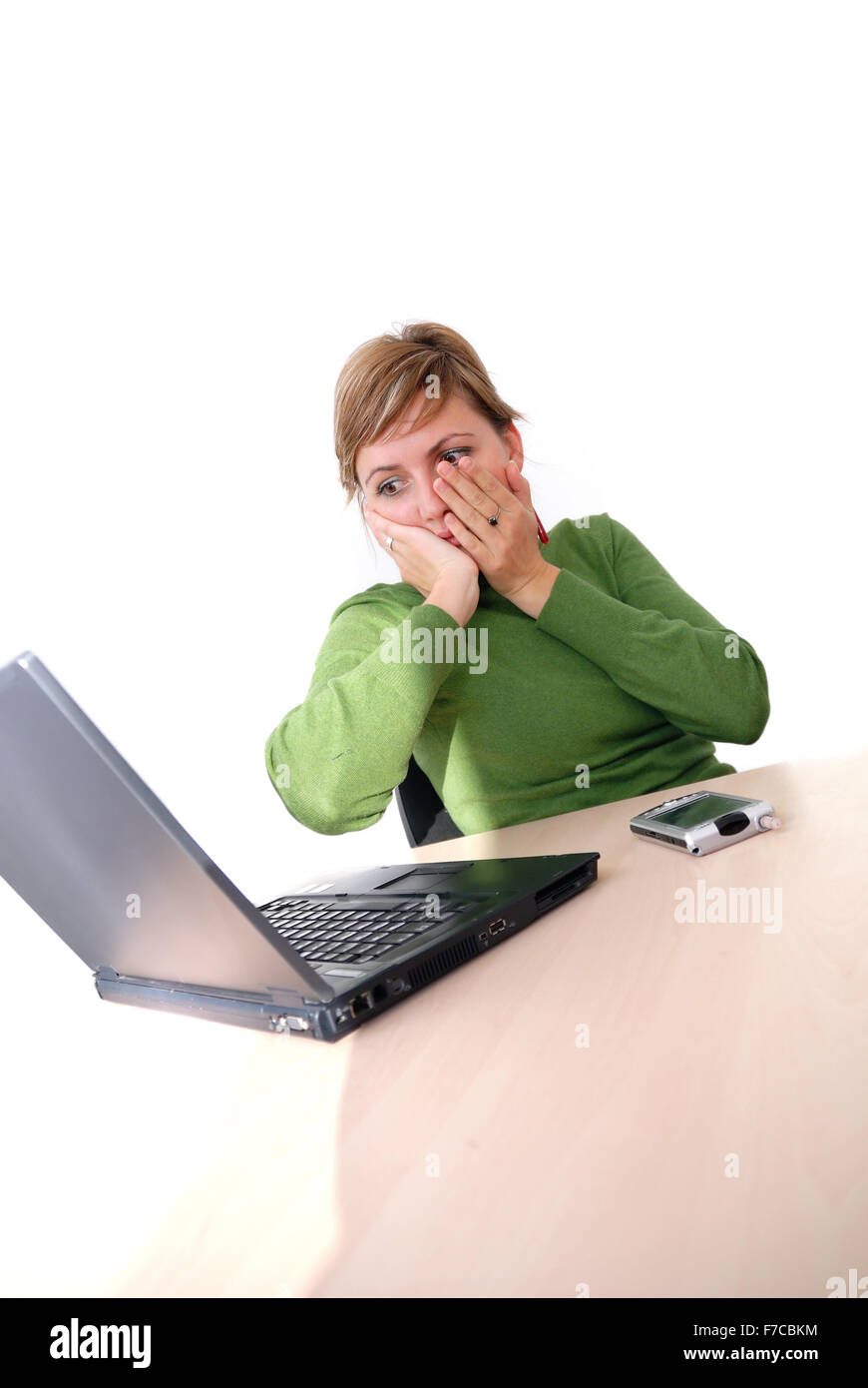 girl with laptop isolated Stock Photo - Alamy