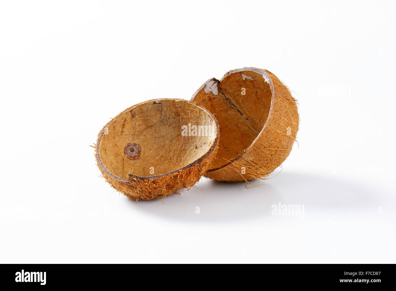 Two halves of a coconut shell Stock Photo