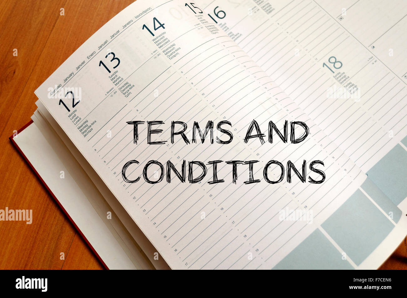 Terms and conditions text concept write on notebook with pen Stock Photo