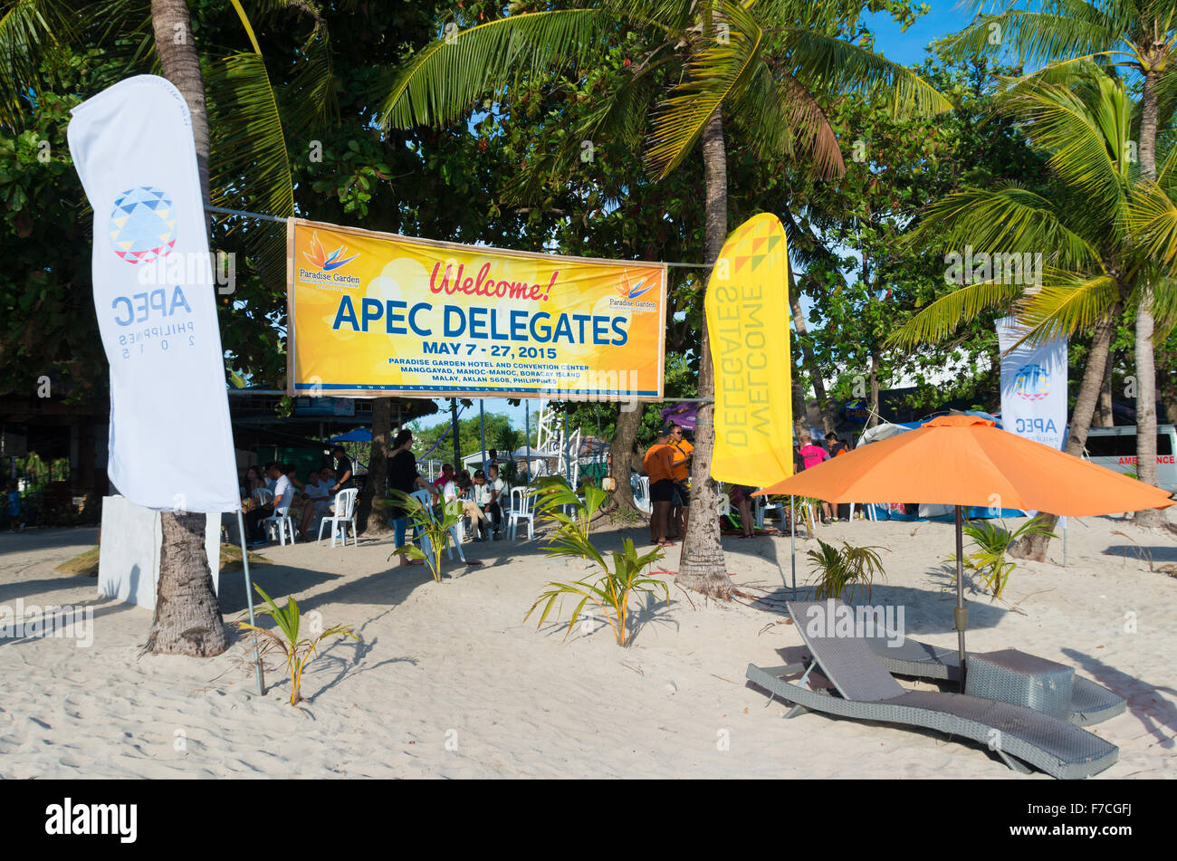 BORACAY, PHILIPPINES - MAY 20, 2015: Apec conferention center on boracayl. Asia-Pacific Economic Cooperation (APEC) is a forum f Stock Photo