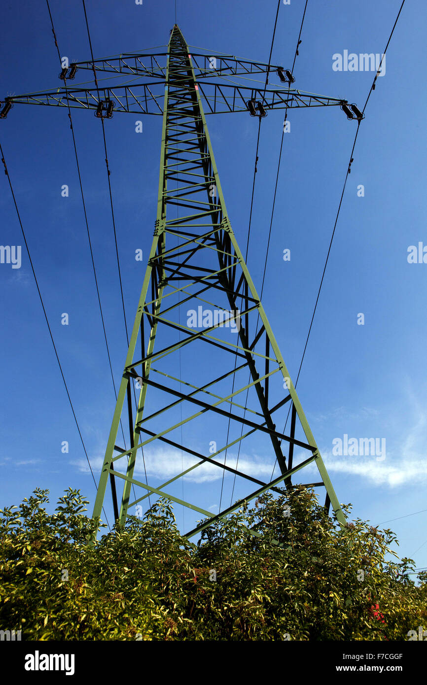 Power lines, Czech Republic Stock Photo