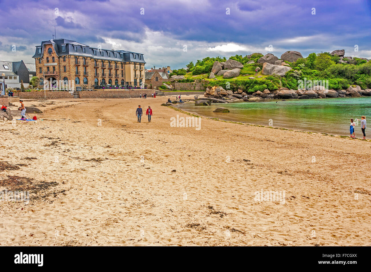 Saint Guirec beach , France Stock Photo