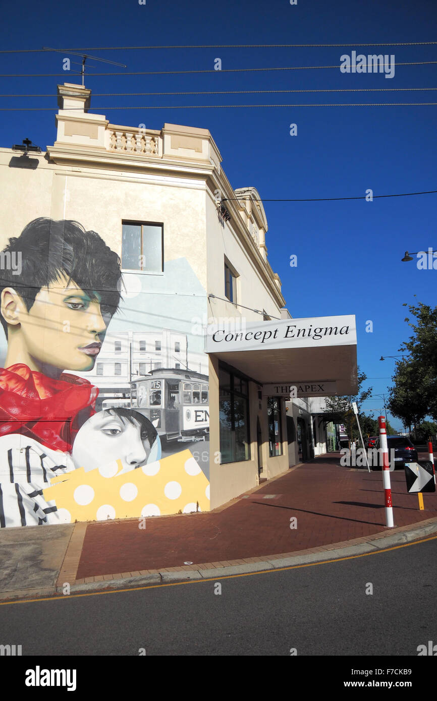 A mural painted on the wall of a building in North Perth, Western