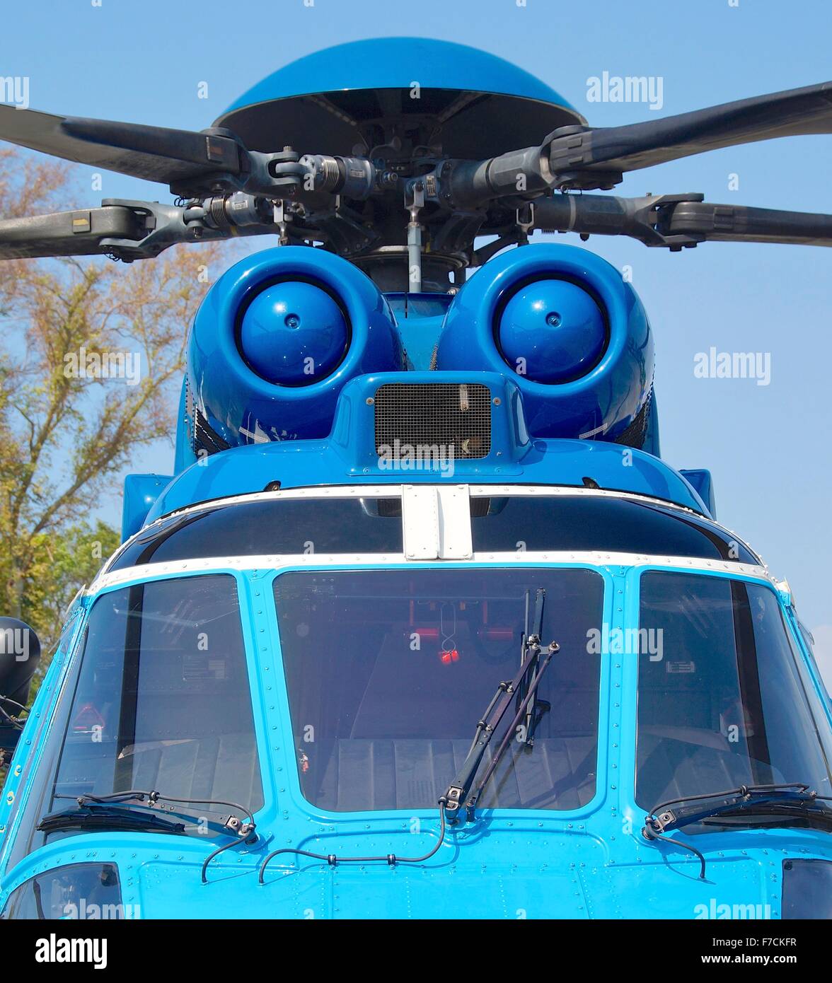 EC-225 helicopter for opening to visitors at Kaohsiung Navy Headquarters in Taiwan. On Oct 24, 2015 Stock Photo