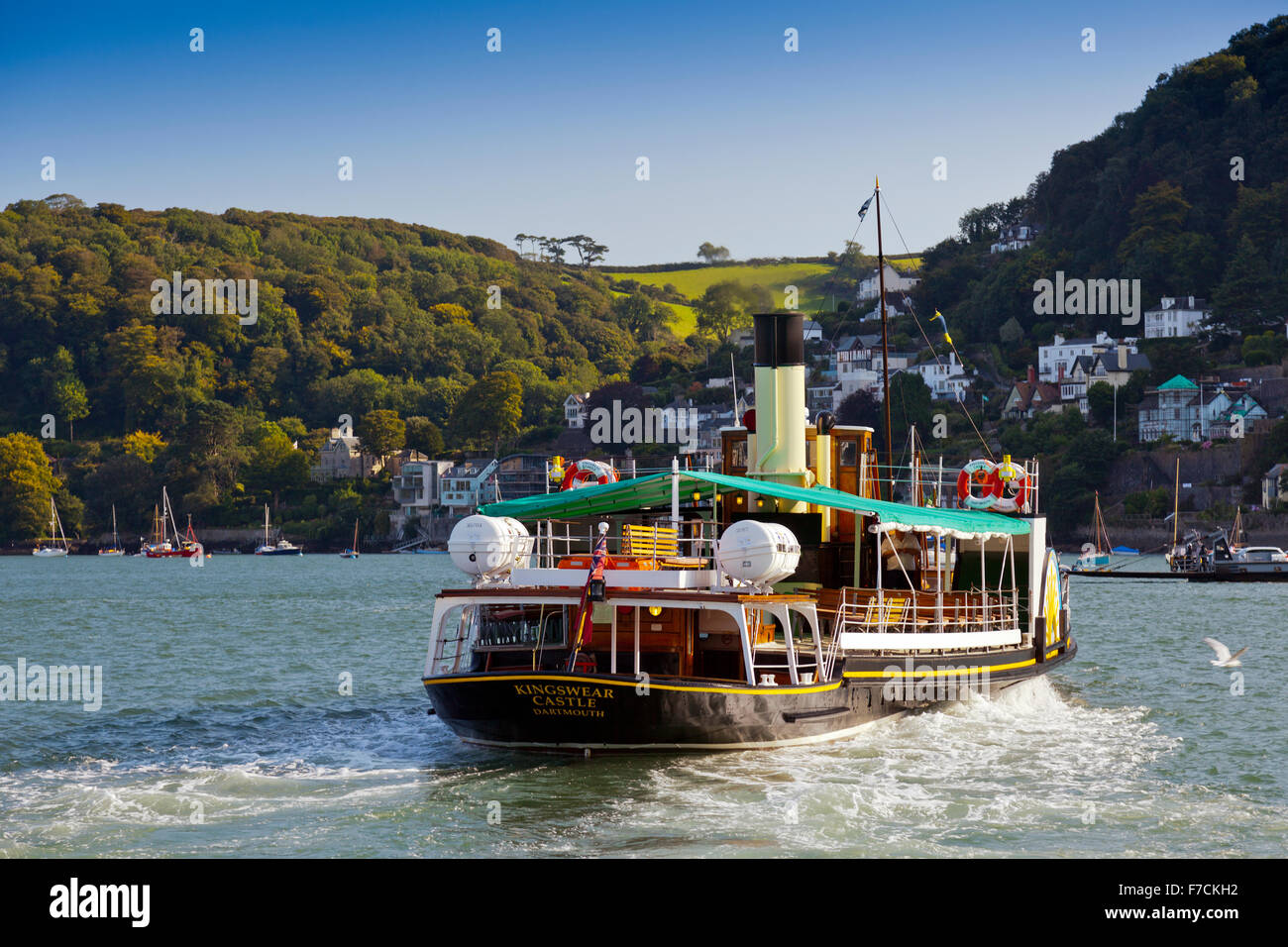 The Preserved Paddle Steamer Kingswear Castle Leaving Dartmouth On the-preserved-paddle-steamer-kingswear-castle-leaving-dartmouth-on