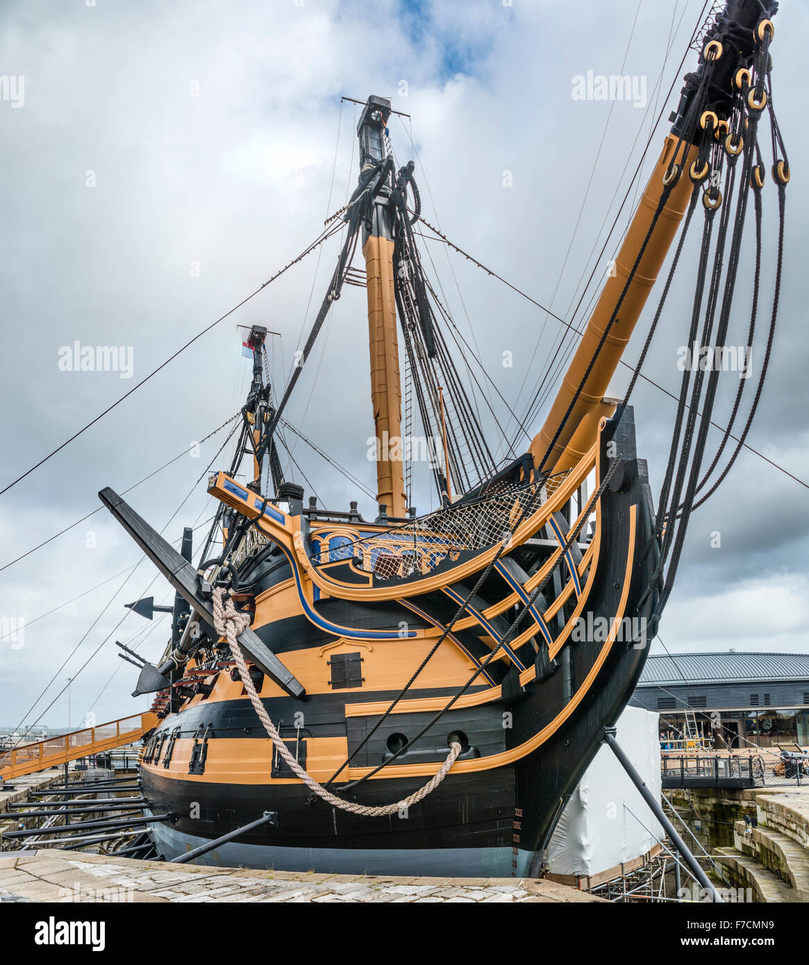 HMS Victory at the Dockyard Museum, Portsmouth, Hampshire, England Stock Photo